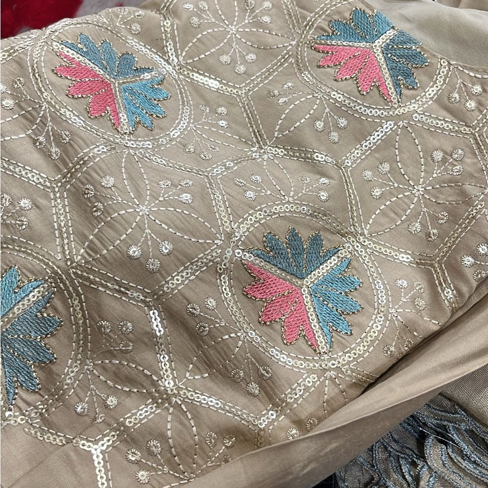 Bollywood style khakhi embroidered suit